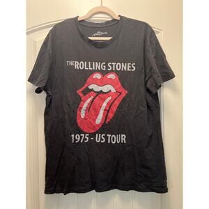 The Rolling Stones Men's 1975 US Tour Graphic Pullover T-Shirt‎ Size XXL Black